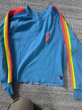 Aviator Nation Neon Bolt cropped sweatshirt  - Youth L/Adult S